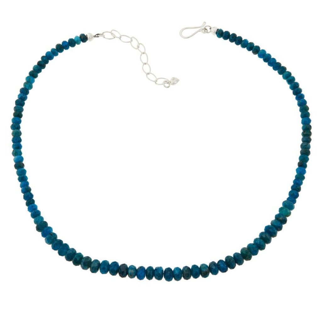 Jay King Sterling Silver Neon Blue Apatite Beaded 18 Necklace 50$